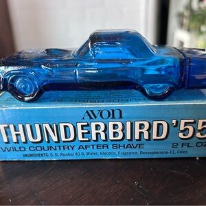 Avon Blue Thunderbird '55 Glass Car Bottle